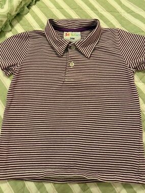 Jelly Bean 24M Polo Shirt | Purple Stripe Toddler Boy | Classic Preppy | EUC